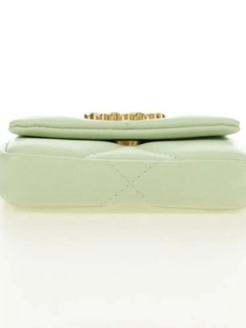 CHANEL Matelasse 19 Chain Bag Lamb Skin Gold Light green CC Auth 188887SAM